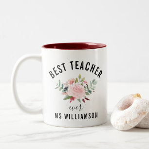 Caneca De Café Em Dois Tons Apreciação Floral Personalizada do Professor