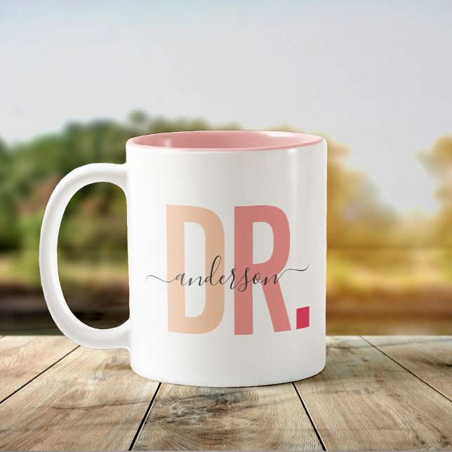 Caneca De Café Em Dois Tons Apreciação Personalizada de Nome do Médico Novo Mo (Criador carregado)