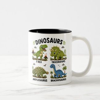 Caneca De Café Em Dois Tons Aprendizado de Espécies de Dinossauros para Crianç