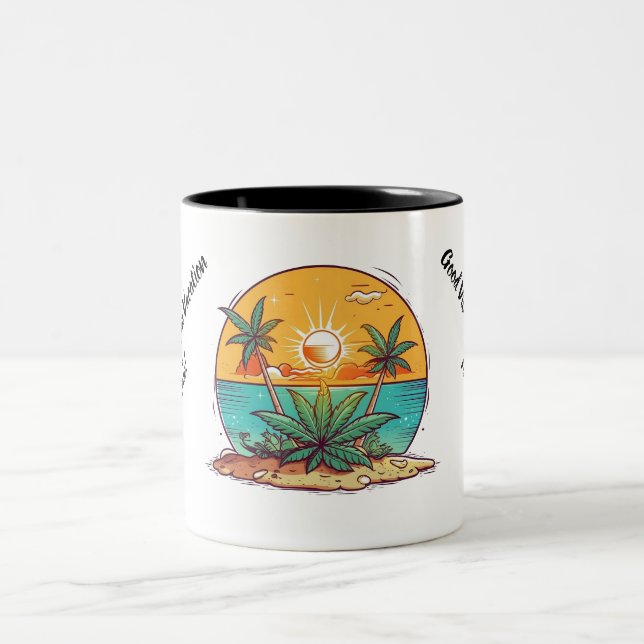 Caneca De Café Em Dois Tons Apresentando os Sonhos da Ilha - O Caribe Amigo (Centro)