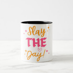 Caneca De Café Em Dois Tons Apresente a Design de Mug Motivacional do Dia