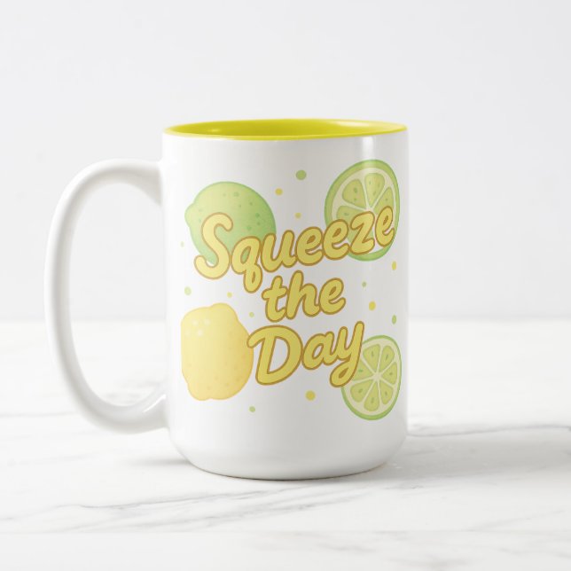 Caneca De Café Em Dois Tons Aproveite o Dia  (Esquerda)