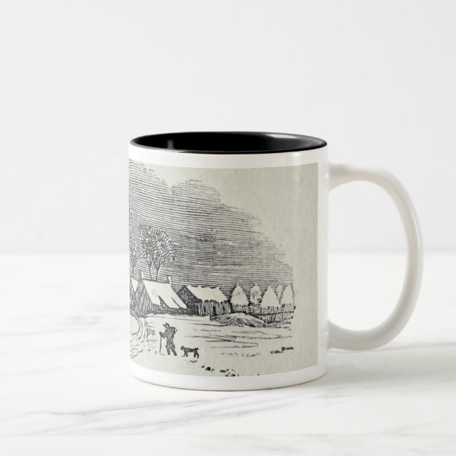 Caneca De Café Em Dois Tons Aproximando uma vila no inverno (Direita)