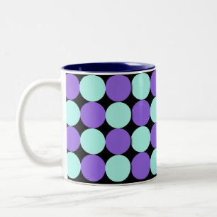 Caneca De Café Em Dois Tons Aqua e Bolinhas Azuis