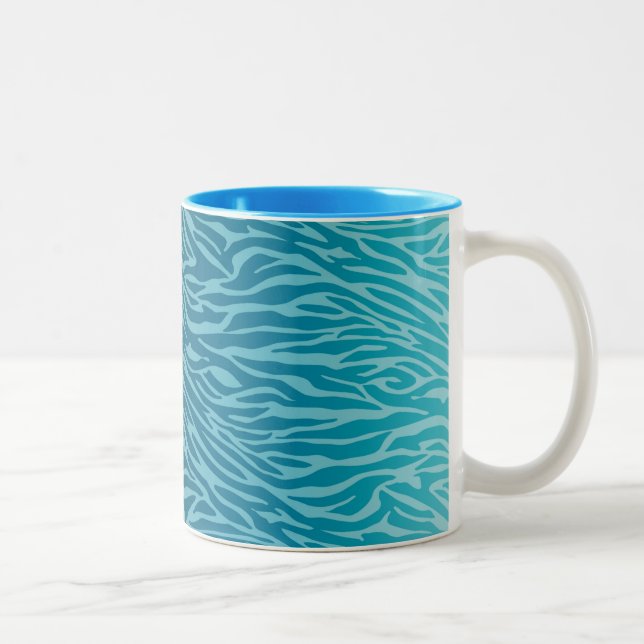 Caneca De Café Em Dois Tons Aqua Ombre Zebra Print (Direita)