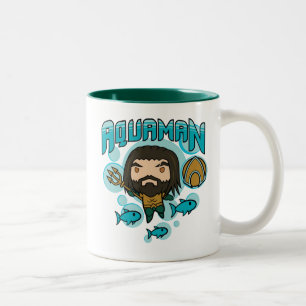 Caneca De Café Em Dois Tons Aquaman   Chibi Aquaman Undersea Graphic