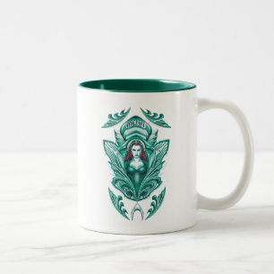 Caneca De Café Em Dois Tons Aquaman Gráfico Mera Ornamentado