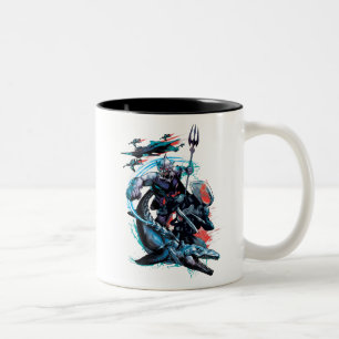 Caneca De Café Em Dois Tons Aquaman Orm, Manta Negra, Tylosaur & Navios