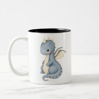 Caneca De Café Em Dois Tons Aquarela de dragões