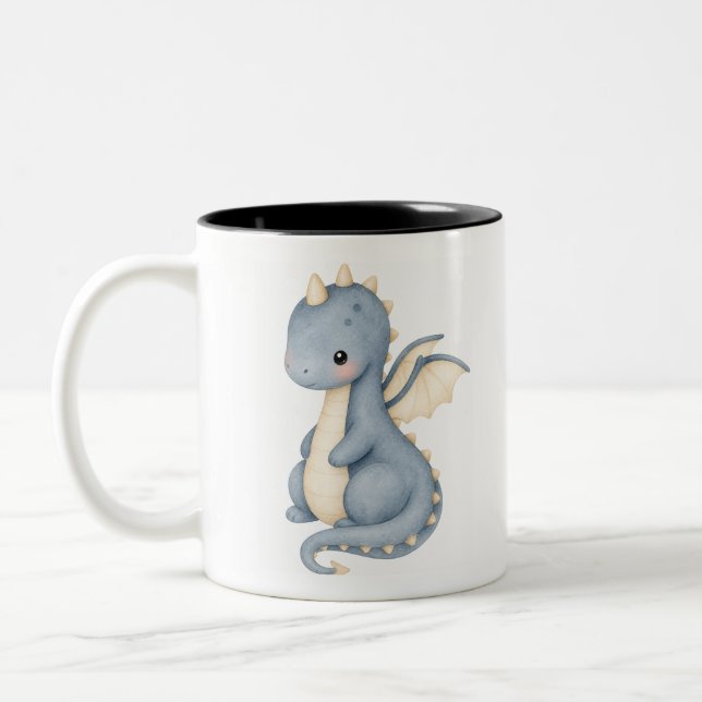 Caneca De Café Em Dois Tons Aquarela de dragões (Esquerda)