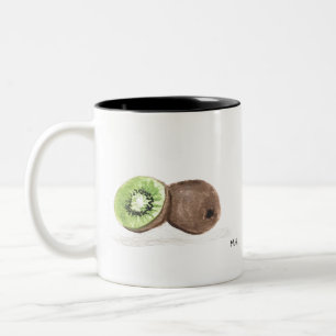 Caneca De Café Em Dois Tons Aquarela de fruta Kiwi