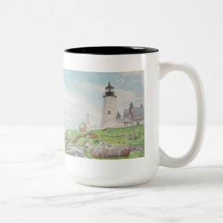 Caneca De Café Em Dois Tons Aquarela do Ponto de Pemaquid