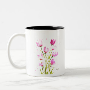 Caneca De Café Em Dois Tons Aquarela Ervilhas cor-de-rosa-palha, cor-de-rosa, 