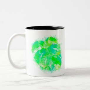 Caneca De Café Em Dois Tons Aquarela Monstera