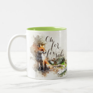 Caneca De Café Em Dois Tons Aquarela Oh por amor de raposa café engraçado 2 Mu
