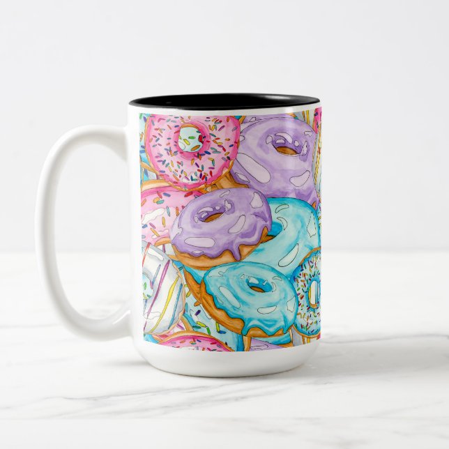 Caneca De Café Em Dois Tons Aquarela por toda a Rosquinha (Esquerda)