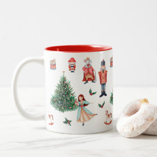 Caneca De Café Em Dois Tons Aquarela Vermelha Verde Cinza Natal Bonito Quebra-