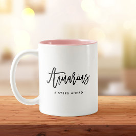 Caneca De Café Em Dois Tons Aquarius Chic Horoscope Script Moderno Sinal Zodia