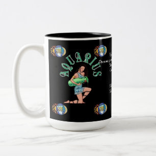 Caneca De Café Em Dois Tons Aquarius Sinal de Nascimento Zodiac Mug
