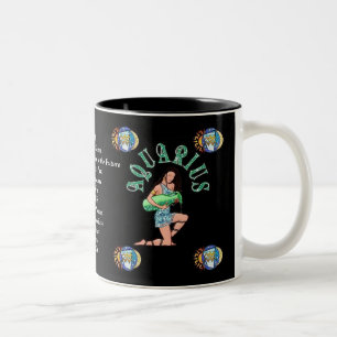 Caneca De Café Em Dois Tons Aquarius Sinal de Nascimento Zodiac Mug