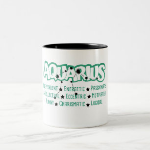 Caneca De Café Em Dois Tons Aquarius Zodiac - Sinal Traços