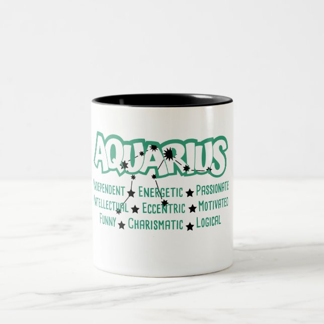Caneca De Café Em Dois Tons Aquarius Zodiac - Sinal Traços (Centro)