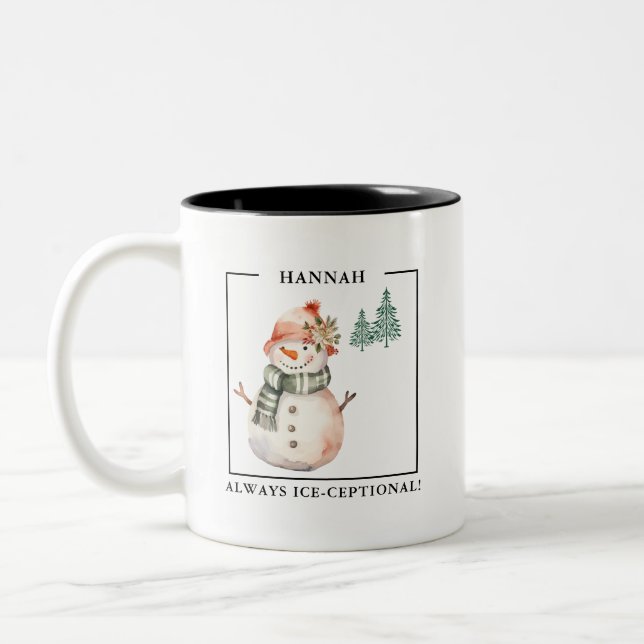 Caneca De Café Em Dois Tons Aquecimento De Aquarela De Neve-Mulher-Mug (Esquerda)
