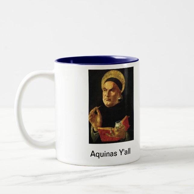 Caneca De Café Em Dois Tons Aquinas que você agride (Esquerda)