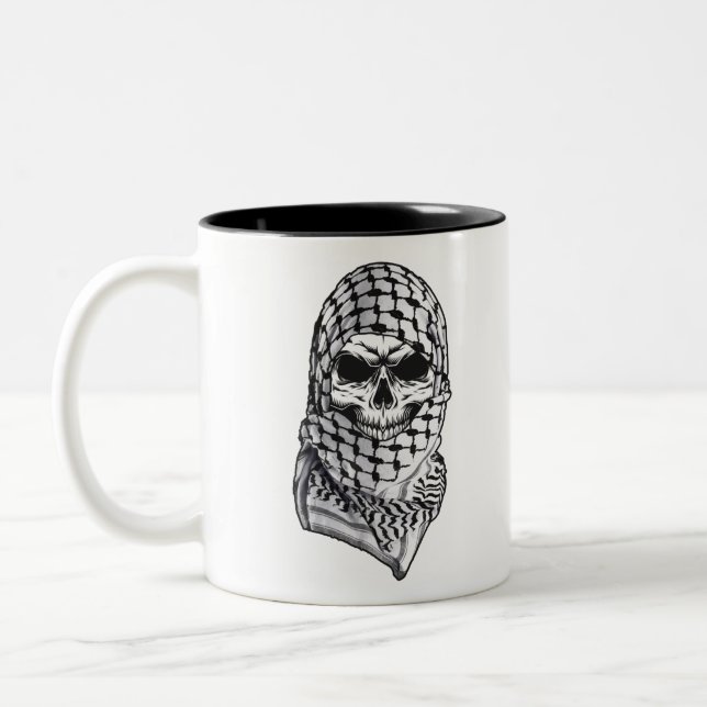 Caneca De Café Em Dois Tons Arabic Skull Kufiya Shemagh (Esquerda)