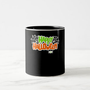 Caneca De Café Em Dois Tons Aranha-Aranha Feliz Halloween Colorida Aranha Cuta