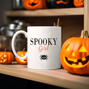 Caneca De Café Em Dois Tons Aranha de Halloween da Família Garota Bonita e Lou
