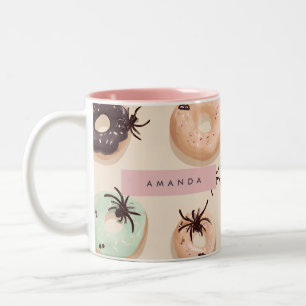 Caneca De Café Em Dois Tons Aranha-Rosquinha de Queda de Cute Personalizada
