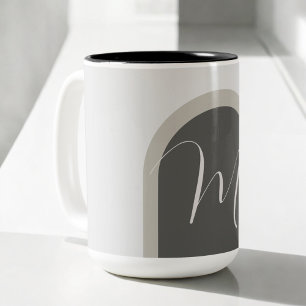 Caneca De Café Em Dois Tons Arch Na moda Boho com Monograma de Script