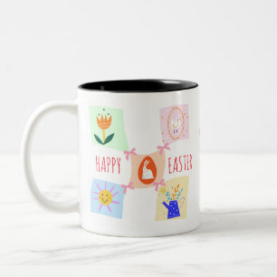 Caneca De Café Em Dois Tons Arco Bunny Brunch de Quadro de Verificação de Caça