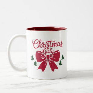 Caneca De Café Em Dois Tons Arco De Árvore De Natal, Presente Estético Para El