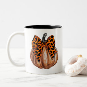 Caneca De Café Em Dois Tons Arco de Coquetes de Halloween Pumpkin Fall
