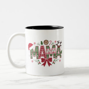 Caneca De Café Em Dois Tons Arco de Natal Mama Coquette Mama Claus Tree Cake
