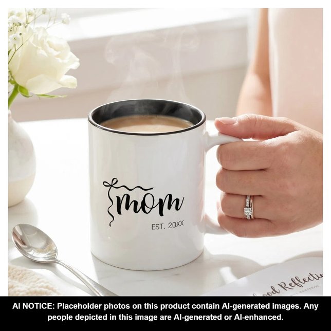 Caneca De Café Em Dois Tons Arco de Preto e Branco Mãe Estabelecida Elegante (Criador carregado)