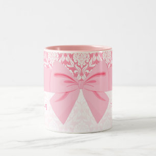 Caneca De Café Em Dois Tons Arco de quebra de máscara rosa brilhante personali