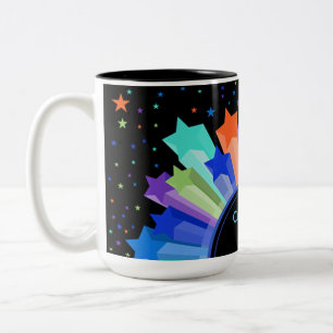 Caneca De Café Em Dois Tons Arco-Íris Colorido, Starburst Mug
