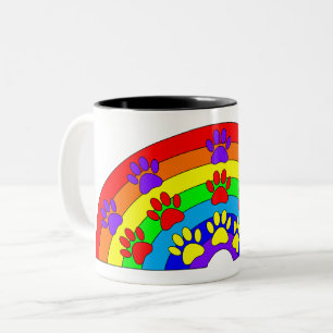 Caneca De Café Em Dois Tons Arco-Íris com impressões de pata de cão