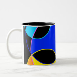 Caneca De Café Em Dois Tons Arco-íris cores círculos design