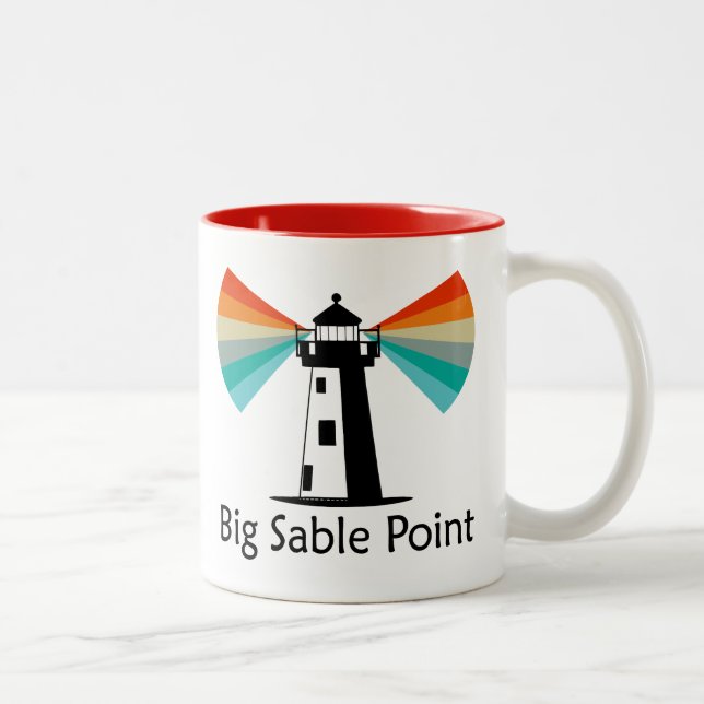 Caneca De Café Em Dois Tons Arco-Íris de Farol Grande Sable Point (Direita)