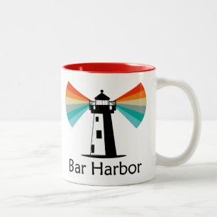 Caneca De Café Em Dois Tons Arco-íris do Farol de Bar Harbor Maine