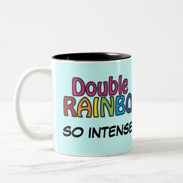 Caneca De Café Em Dois Tons Arco-Íris Duplo Por Todo O Céu (Esquerda)