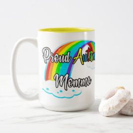 Caneca De Café Em Dois Tons Arco-íris e quebra-cabeça Orgulhosos Autismo Mama