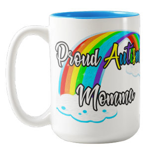 Caneca De Café Em Dois Tons Arco-íris e quebra-cabeça Orgulhosos Autismo Mama