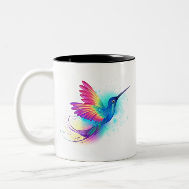 Caneca De Café Em Dois Tons Arco-Íris Exótico Hummingbird (Esquerda)