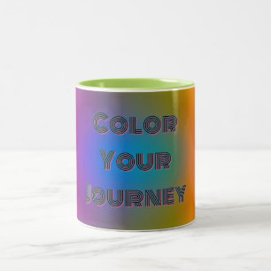 Caneca De Café Em Dois Tons Arco-íris Horizonte Colorir a Sua Jornada