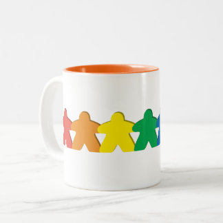 Caneca De Café Em Dois Tons Arco-íris Meeple